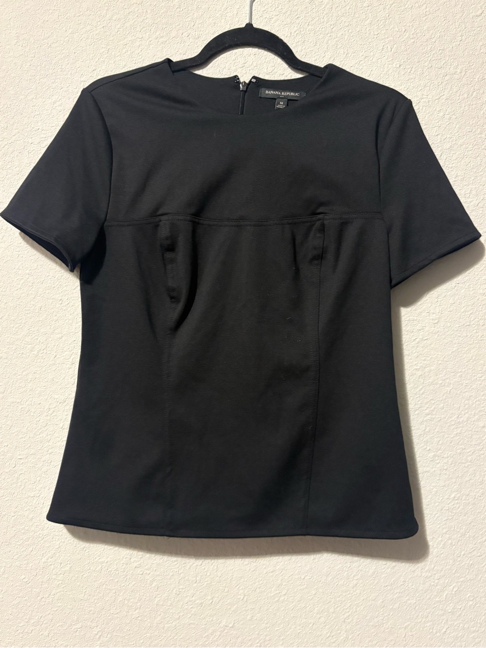 Banana Republic Black Short Sleeve Ponte Top